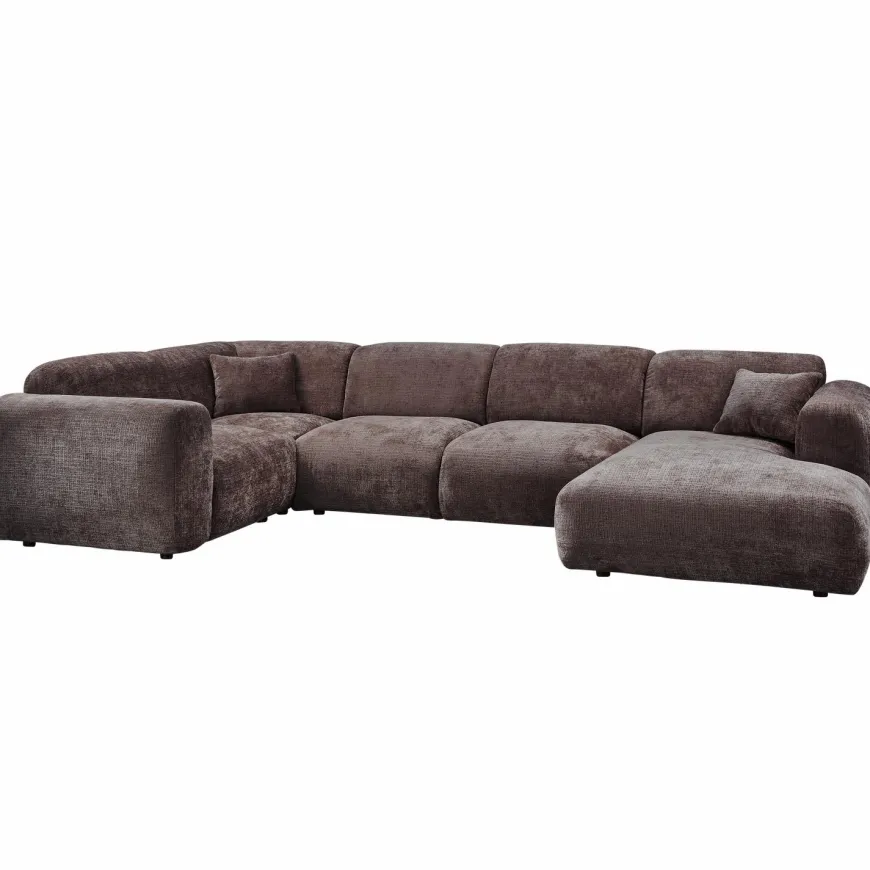Woood CLOUD hoekbank links geweven chenille warm bruin