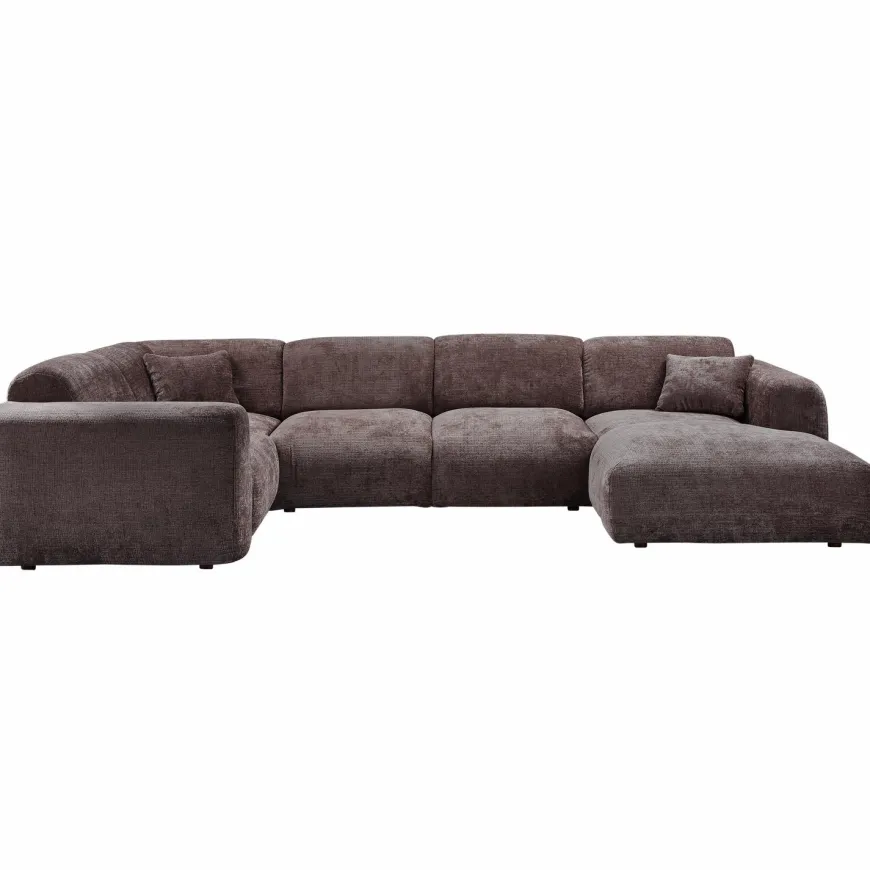 Woood CLOUD hoekbank links geweven chenille warm bruin