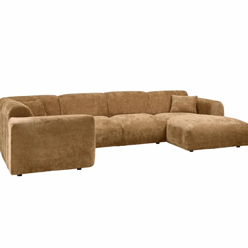 Woood CLOUD hoekbank links geweven chenille honinggeel