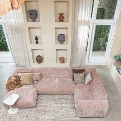 Woood CLOUD hoekbank rechts geweven chenille taupe