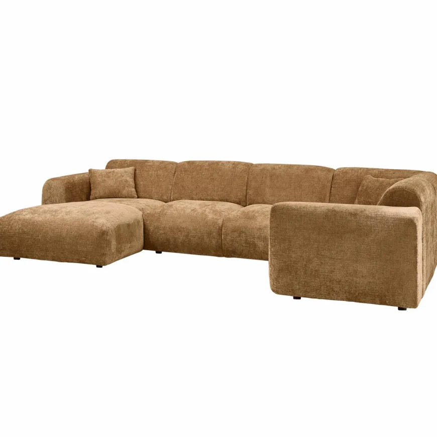 Woood CLOUD hoekbank rechts geweven chenille honinggeel