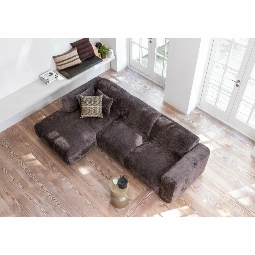 Woood CLOUD hoekbank rechts geweven chenille warm bruin