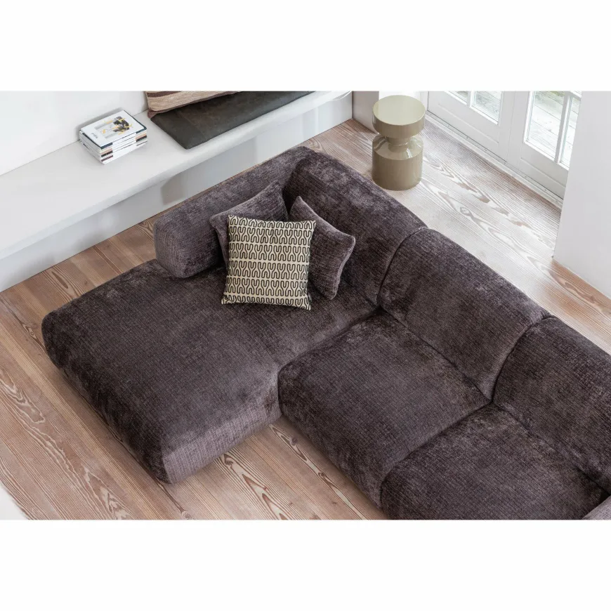 Woood CLOUD hoekbank rechts geweven chenille warm bruin