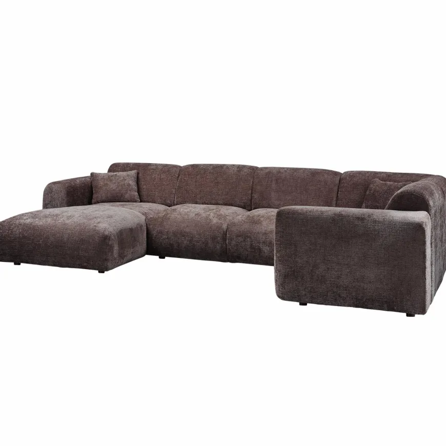 Woood CLOUD hoekbank rechts geweven chenille warm bruin
