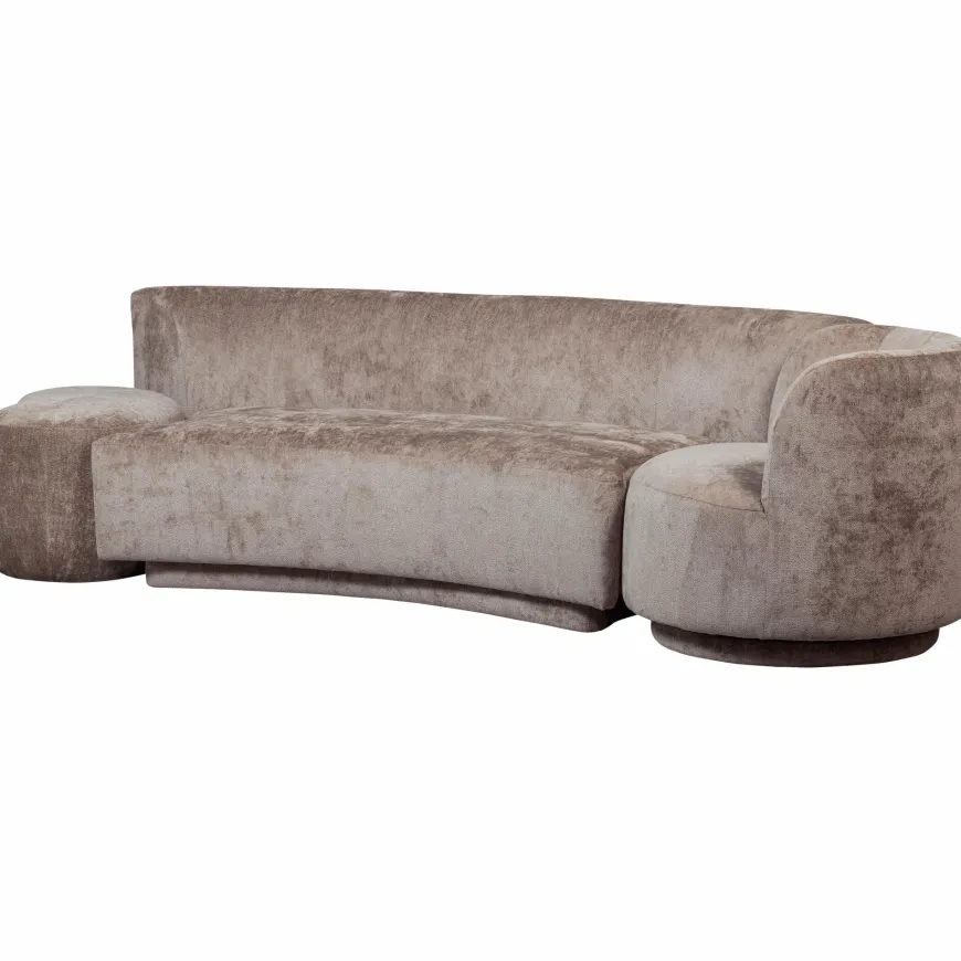 Woood Combi-popular: bankje + fauteuil + poef taupe