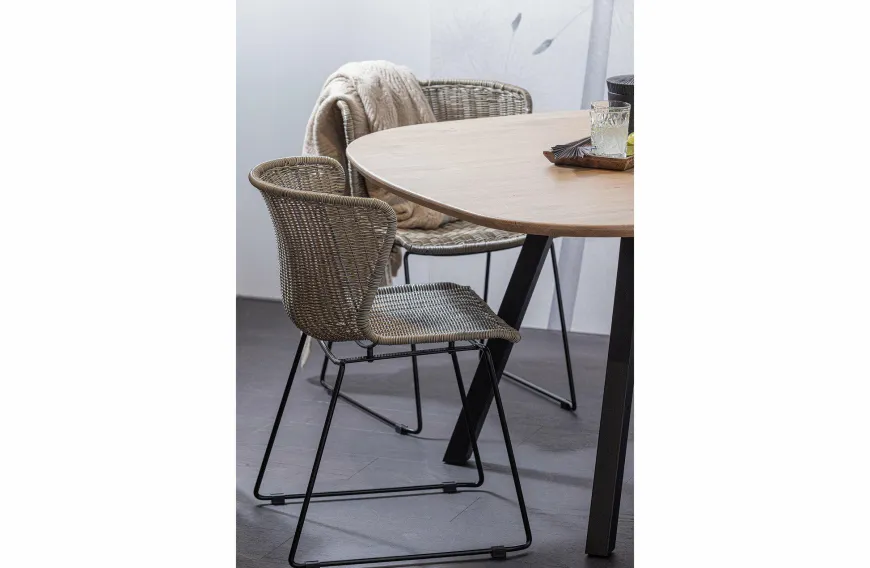 Woood Combi-tablo: Organisch Eiken 130x130 & 2-standen Poot Vierk