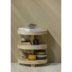 Woood Darren Halfronde Bijzettafel Mango Hout Naturel
