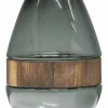 Woood Dave Vaas Glas/hout Blauw/groen 26x19cm