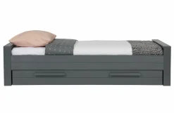 Woood Dennis Bed 90x200 Cm Grenen Steel Grey Geborsteld [fsc]
