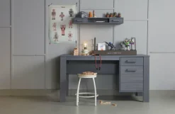 Woood Dennis Bureau Grenen Steel Grey Geborsteld [fsc]
