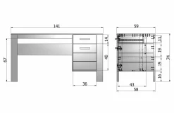 Woood Dennis Bureau Grenen Steel Grey Geborsteld [fsc]