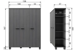 Woood Dennis 3-deurs Kast Grenen Steel Grey Geborsteld [fsc]