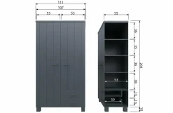 Woood Dennis Kast Met Laden Grenen Steel Grey Geborsteld [fsc]