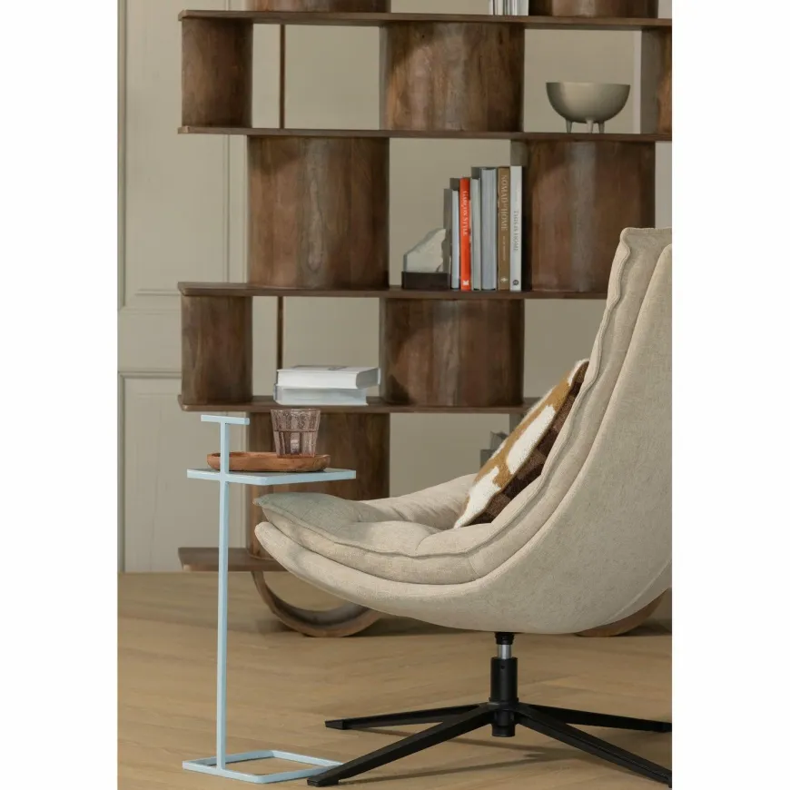 Woood Draaifauteuil Kube met hocker naturel