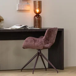 Woood Eliva eetkamerstoel structure velvet paars - set van 2