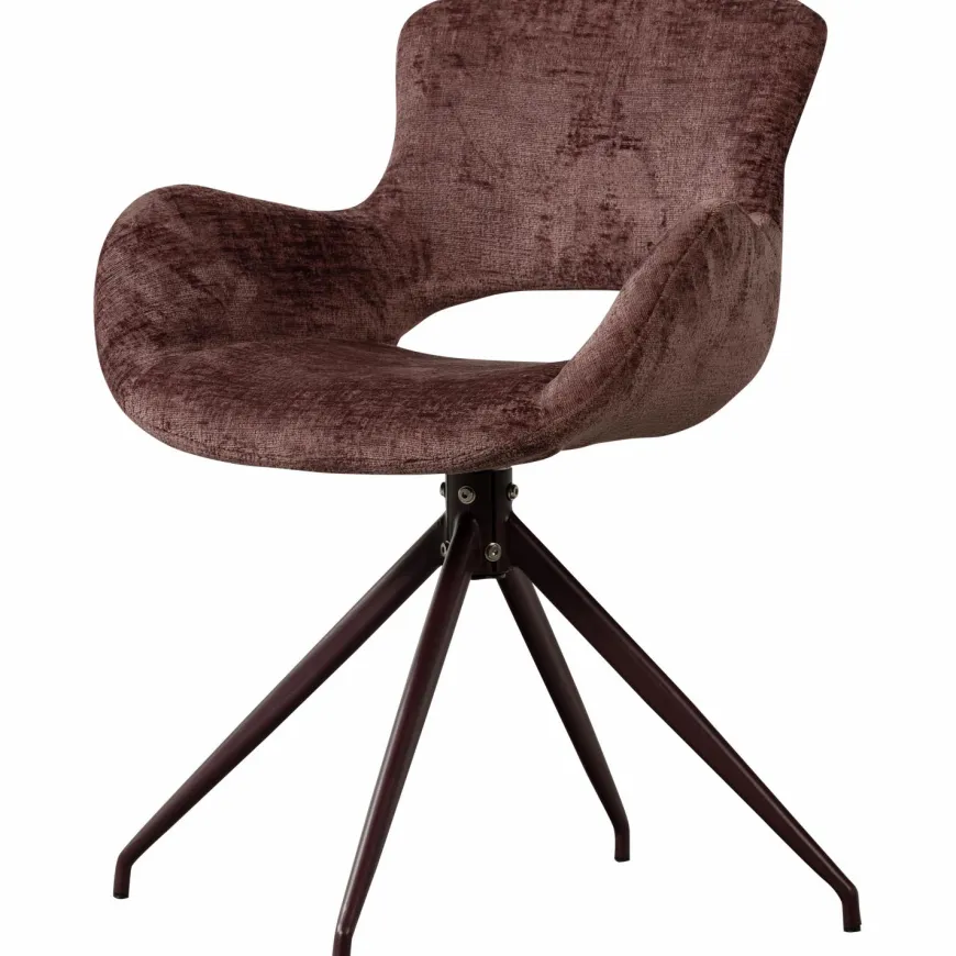 Woood Eliva eetkamerstoel structure velvet paars - set van 2