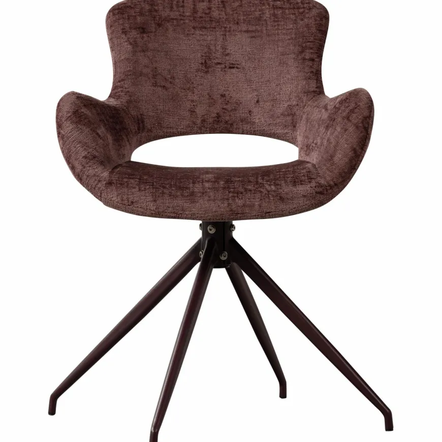 Woood Eliva eetkamerstoel structure velvet paars - set van 2