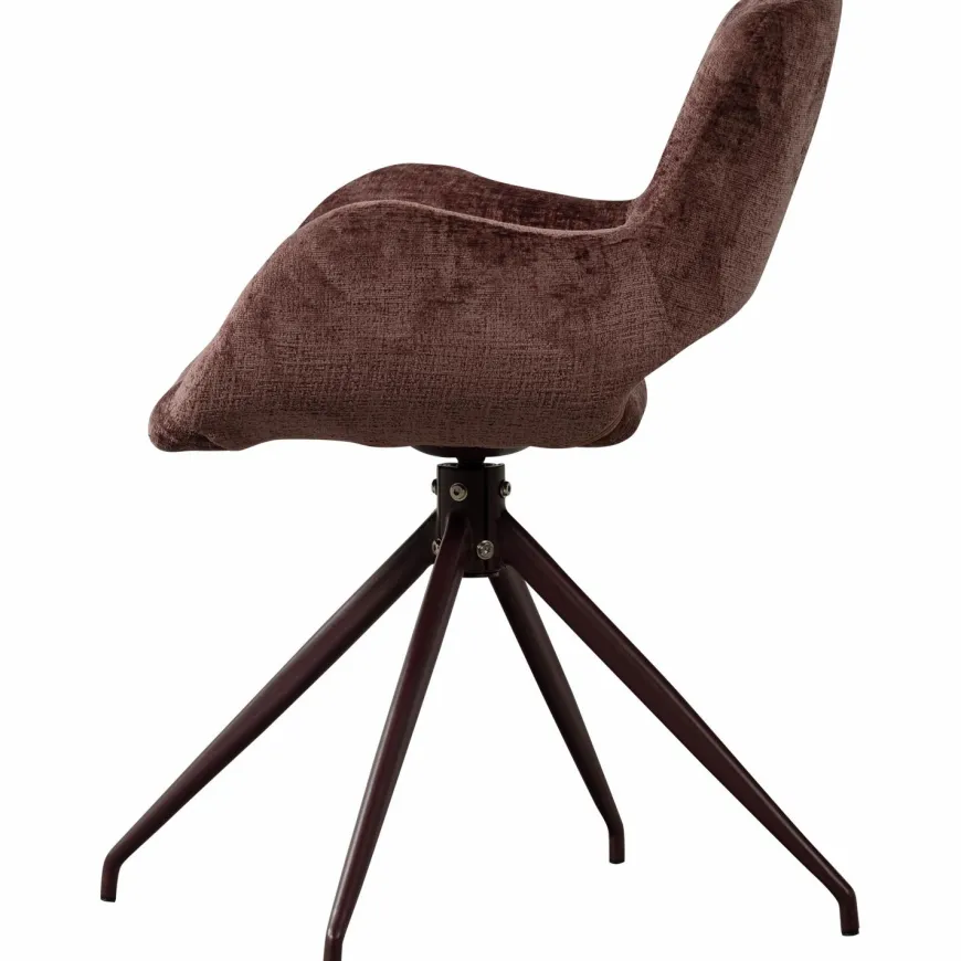Woood Eliva eetkamerstoel structure velvet paars - set van 2