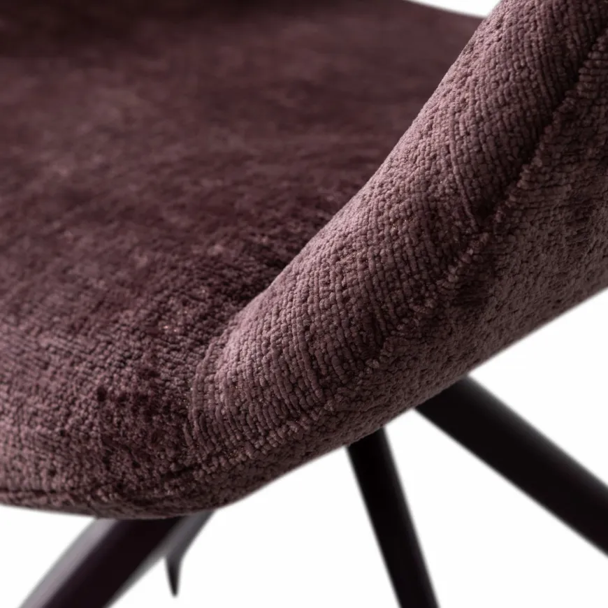 Woood Eliva eetkamerstoel structure velvet paars - set van 2