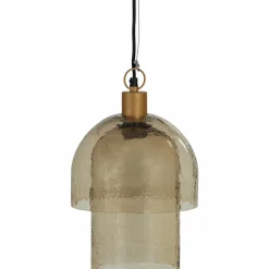 Woood Gigi hanglamp dubbele kap gehamerd glas naturel