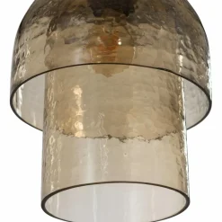 Woood Gigi hanglamp dubbele kap gehamerd glas naturel