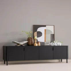 Woood Gunnar Dressoir 200 Cm Grenen Matzwart [fsc]