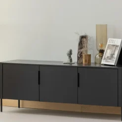 Woood Gunnar tv meubel 154 cm grenen matzwart [fsc]