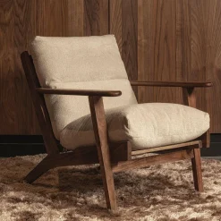 Woood Houston fauteuil bouclé/hout naturel