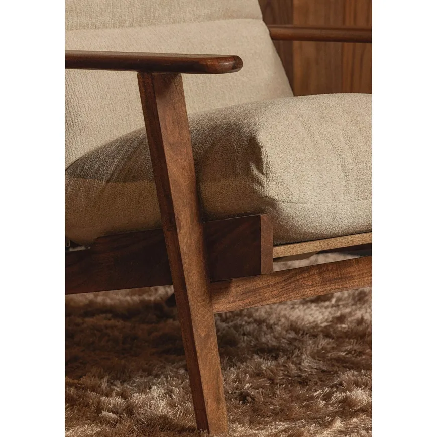 Woood Houston fauteuil bouclé/hout naturel