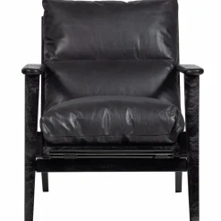 Woood Houston fauteuil echt leer zwart