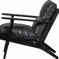 Woood Houston fauteuil echt leer zwart