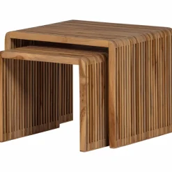 Woood Jasmijn Bijzettafel Recycled Teak Naturel - Set Van 2