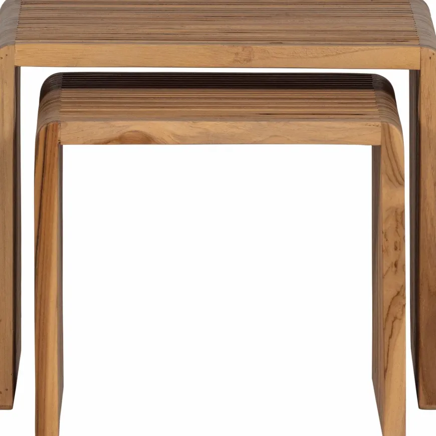 Woood Jasmijn Bijzettafel Recycled Teak Naturel - Set Van 2