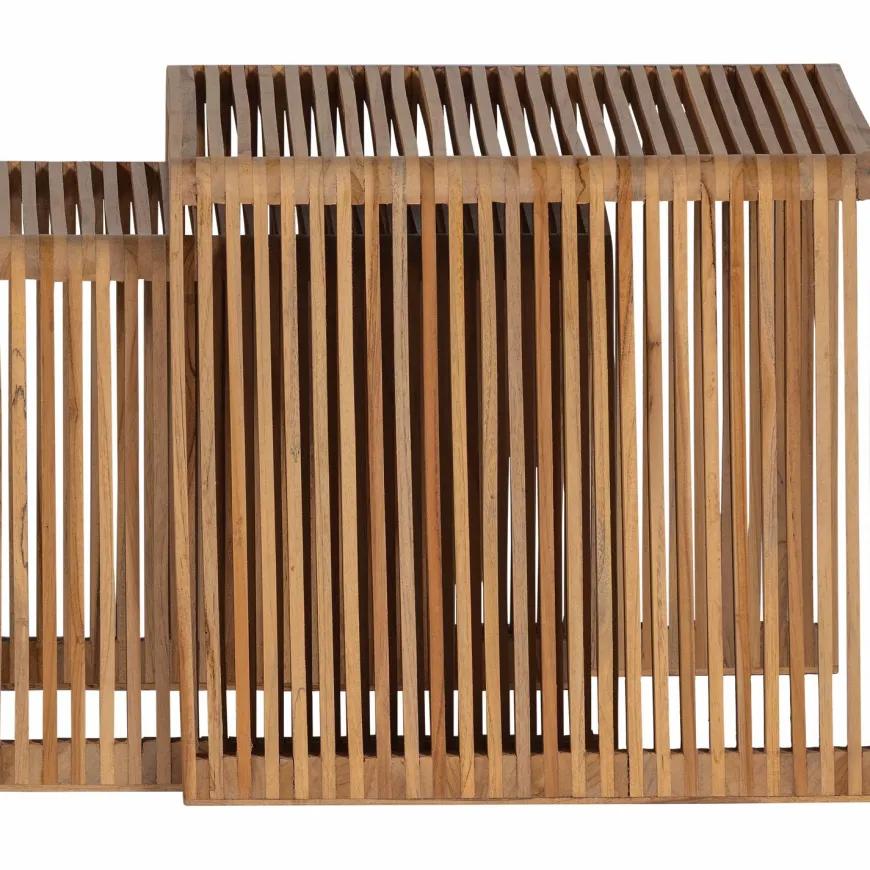 Woood Jasmijn Bijzettafel Recycled Teak Naturel - Set Van 2