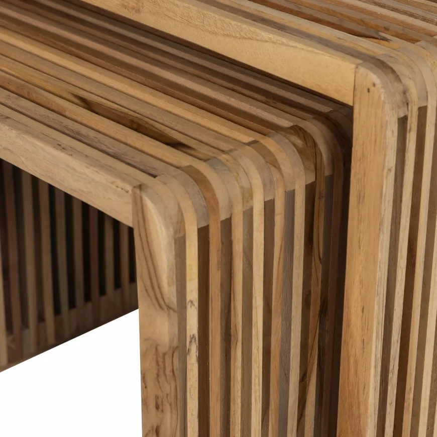 Woood Jasmijn Bijzettafel Recycled Teak Naturel - Set Van 2