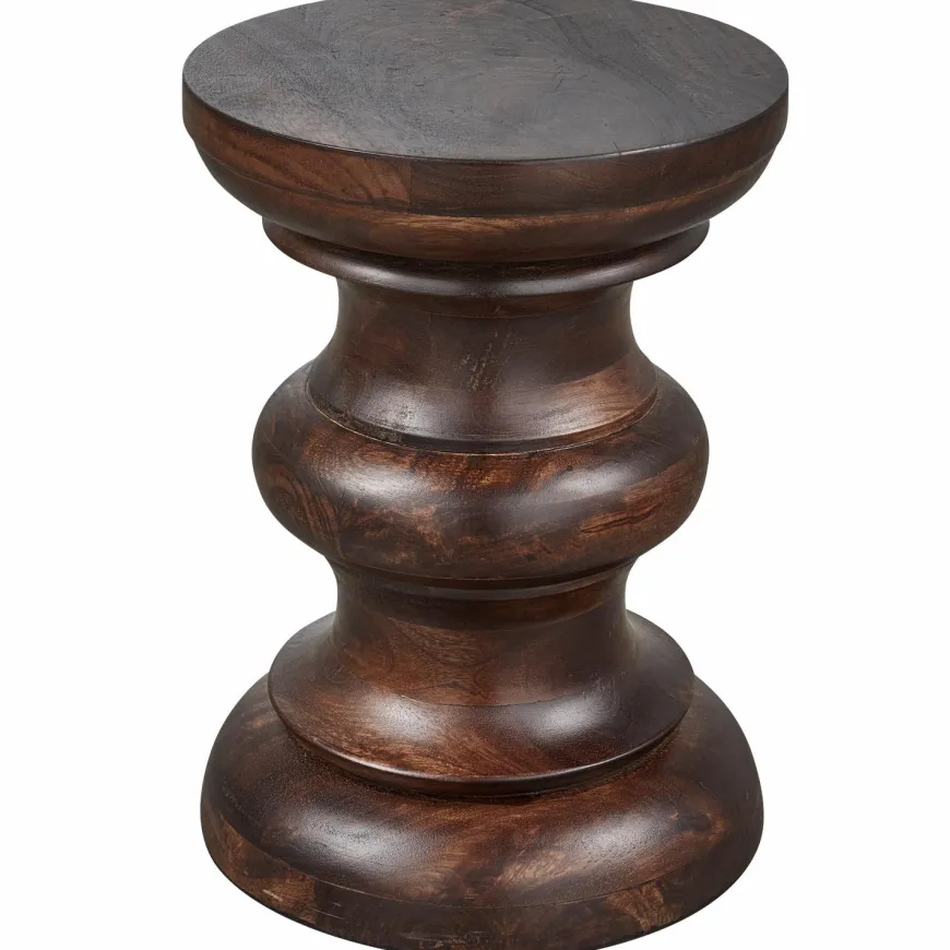 Woood Jonah bijzettafel hout donkerbruin 42xo30cm