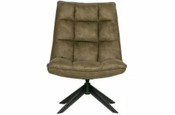 Woood Jouke draaifauteuil kunstleer - Groen en Cognac