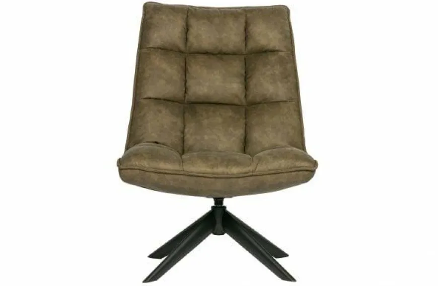 Woood Jouke draaifauteuil kunstleer - Groen en Cognac