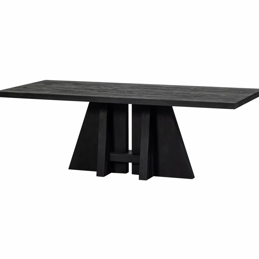 Woood Kean eettafel met middenpoot mango zwart 220x100cm