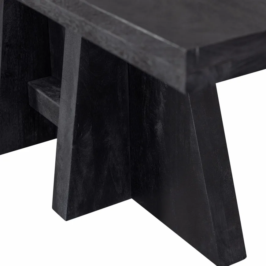 Woood Kean eettafel met middenpoot mango zwart 220x100cm