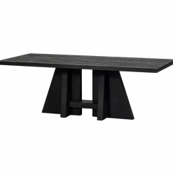 Woood Kean eettafel met middenpoot mango zwart 220x100cm