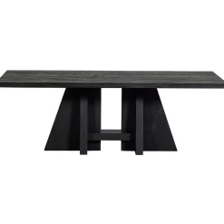 Woood Kean eettafel met middenpoot mango zwart 220x100cm