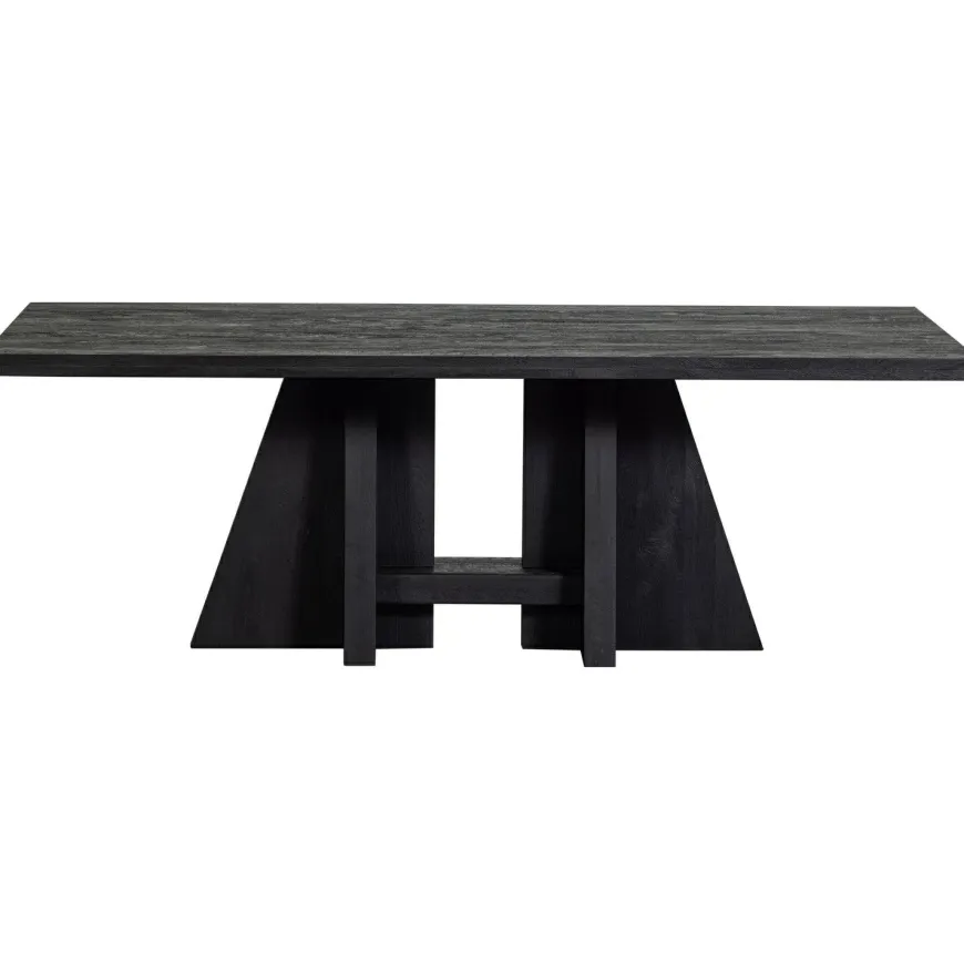 Woood Kean eettafel met middenpoot mango zwart 220x100cm