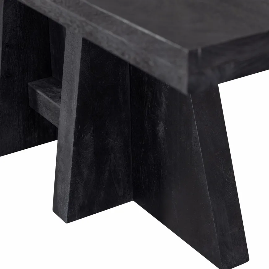 Woood Kean eettafel met middenpoot mango zwart 220x100cm