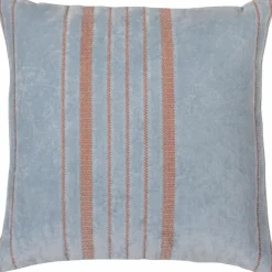Woood Laon kussens velvet naturel/blauw - set van 3