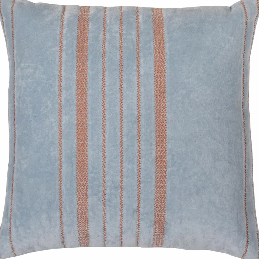 Woood Laon kussens velvet naturel/blauw - set van 3