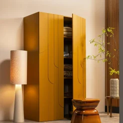 Woood Loft vloerlamp metaal/bouclé naturel 130xø30cm