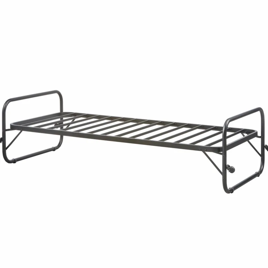 Woood Lucy eenpersoons onderschuifbed metaal zwart 90x200cm