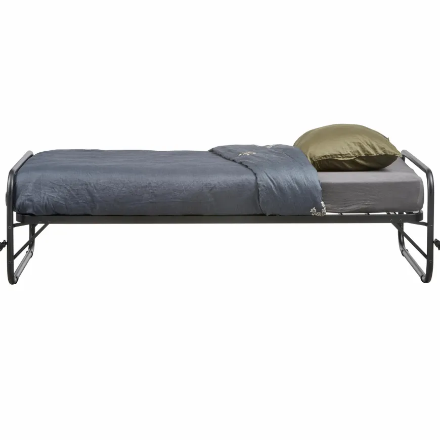 Woood Lucy eenpersoons onderschuifbed metaal zwart 90x200cm