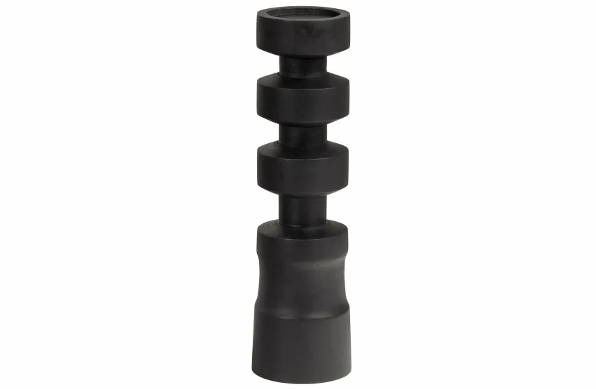 Woood Midi Kandelaar Mango Hout Zwart 41cm
